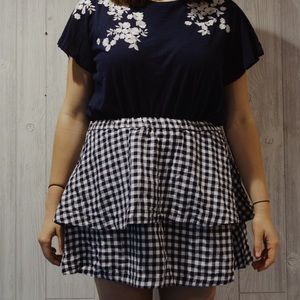 Madewell navy gingham tiered skirt